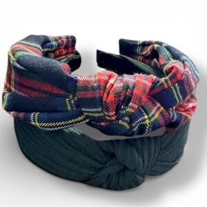 NWT J. Crew Classic Plaid Headband + Free Coordinating Green Headband
